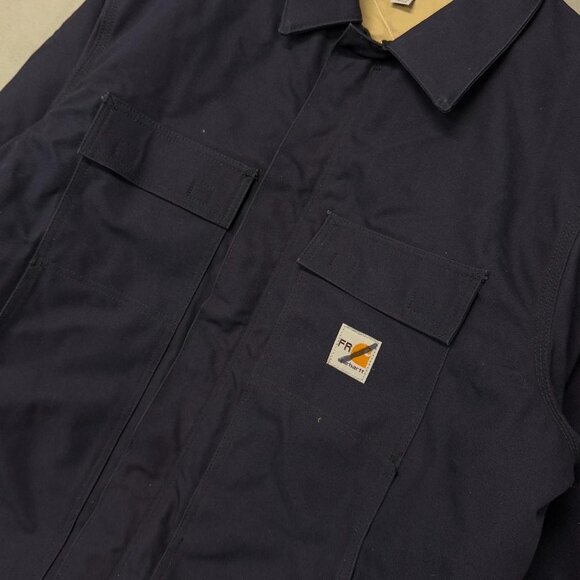 Carhartt Fire Resistant Jackets Duck Navy Blue Quilt Lined XL - Picture 3 of 7